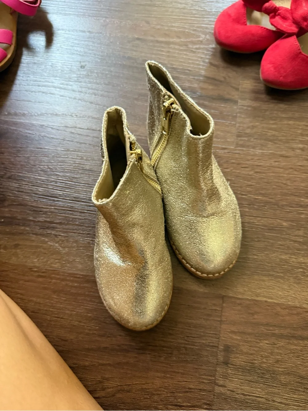 Janie and Jack Metallic Gold Glitter Kids Ankle Boots